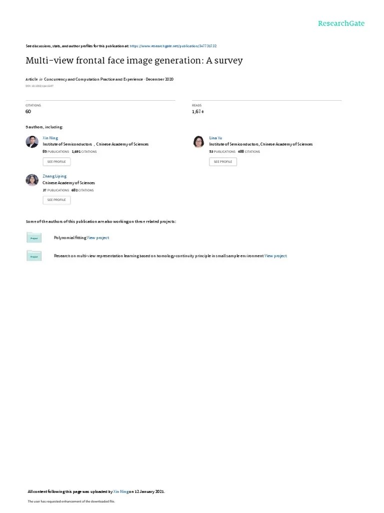 Multi View Frontal Face Image Generation: A Survey: Concurrency And ...