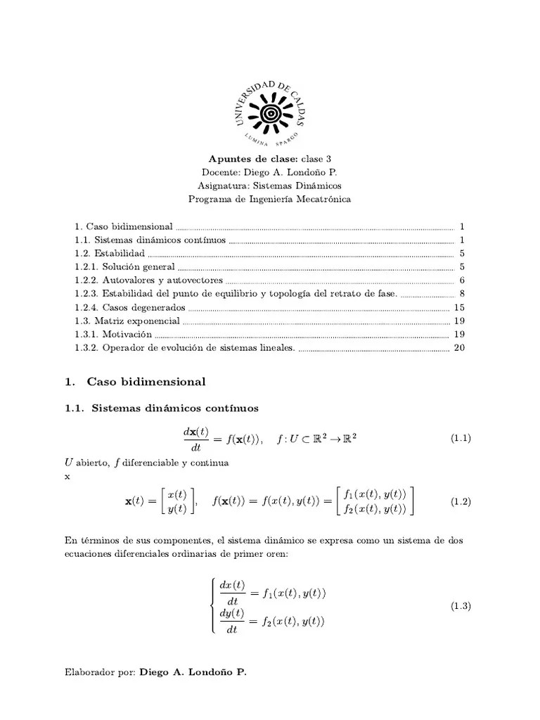 Sistemas Dinamicos Lineales - Apuntes | PDF | Valores Propios Y ...