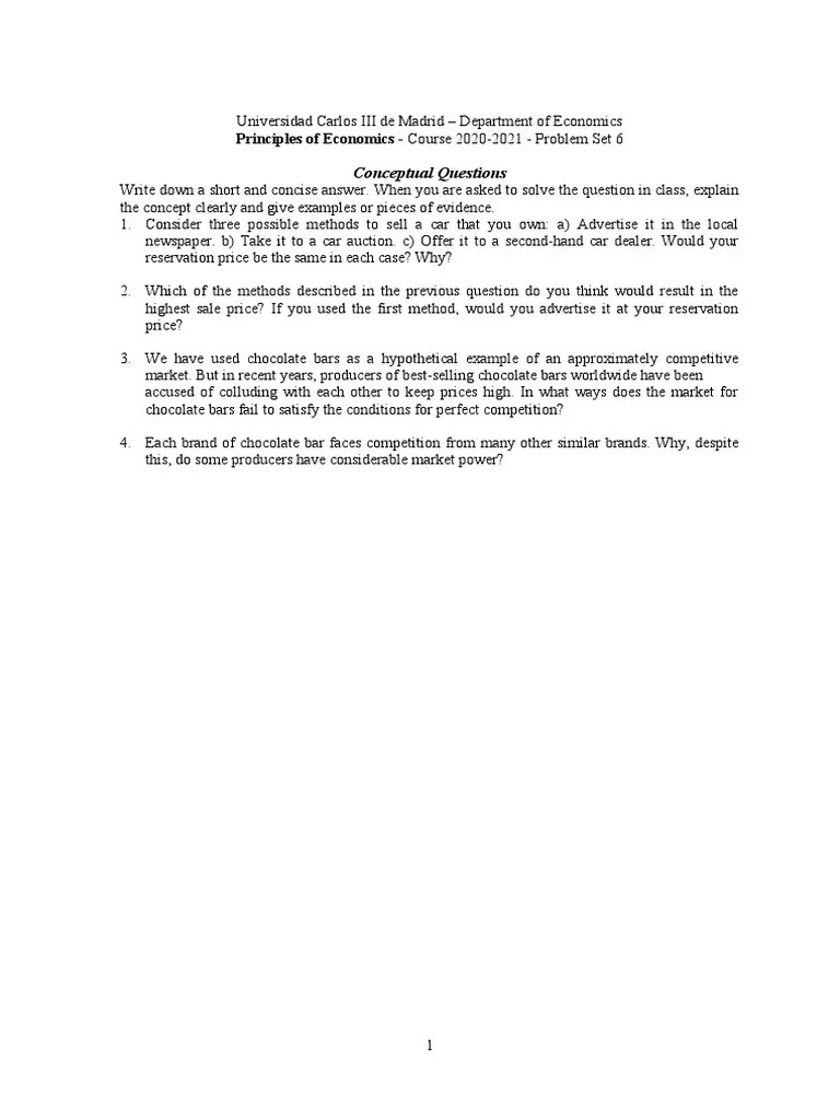 Principles - ProblemSet6 20-21 | PDF | Economic Equilibrium | Economic ...