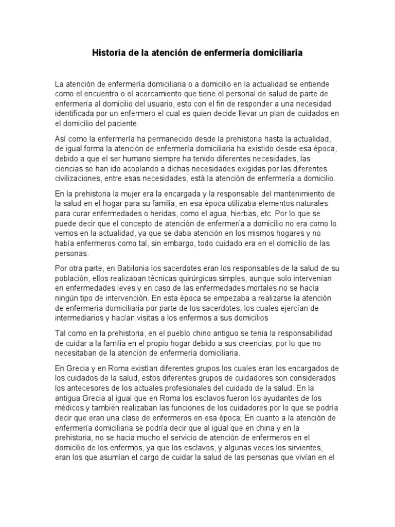 Historia De La Atención De Enfermería Domiciliaria | PDF | Enfermería ...