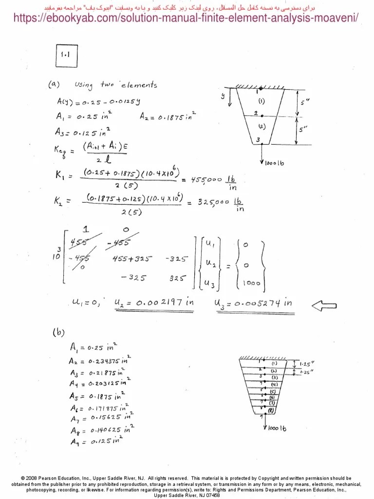Solution Manual For Finite Element Analysis 3rd Ed - Saeed Moaveni ...
