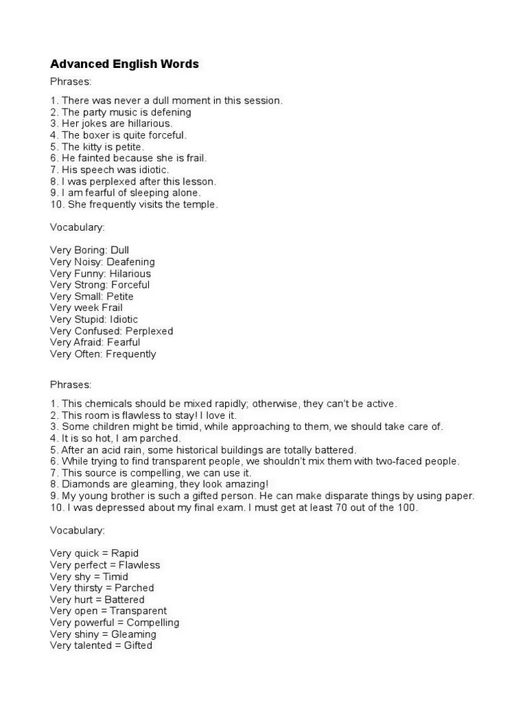 Advanced English Words | Download Free PDF | Grammatical Tense ...