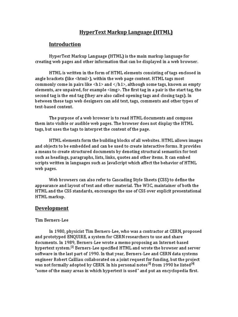 HyperText Markup Language | PDF | Html | Html Element