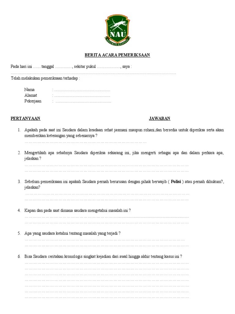 Berita Acara Pemeriksaan (Bap) | PDF