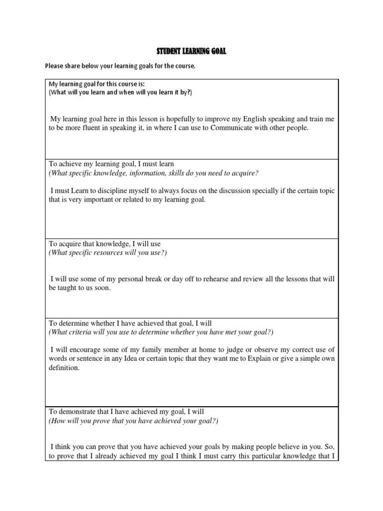 Epp (Student Learning Goals) | PDF