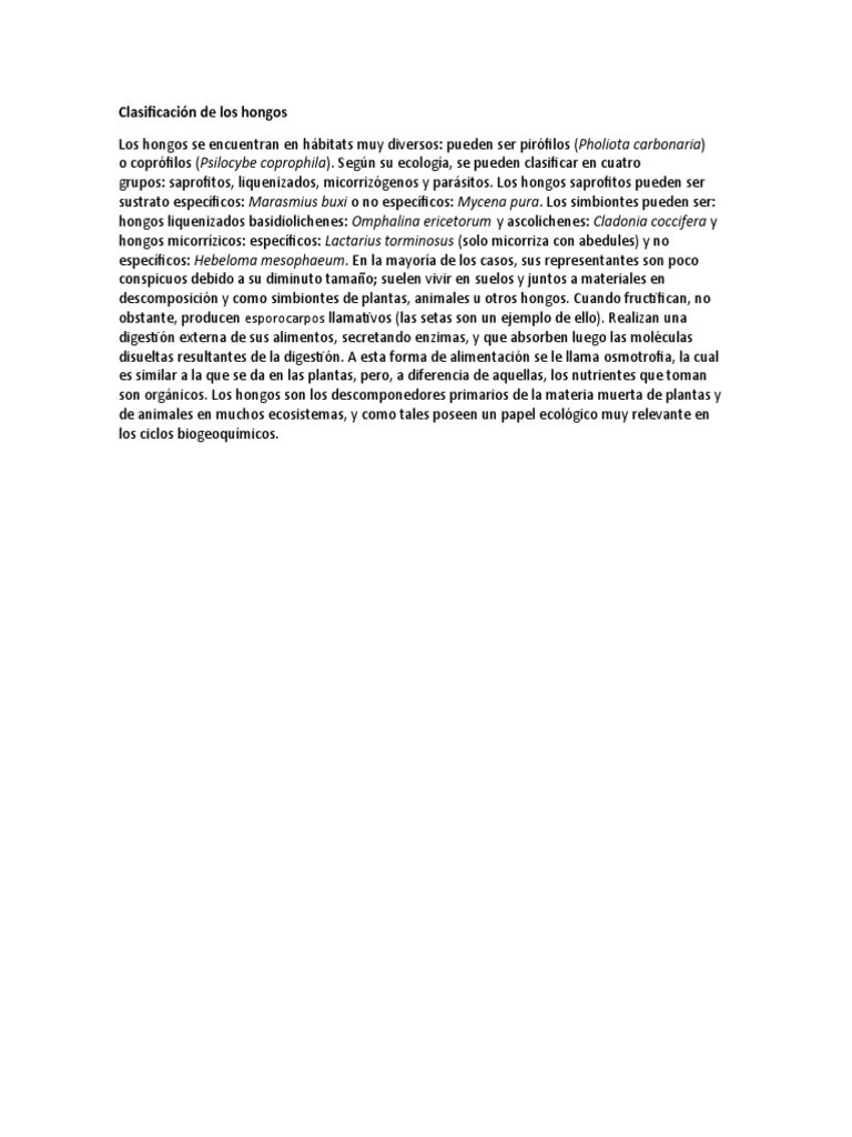 Clasificación De Los Hongos | PDF