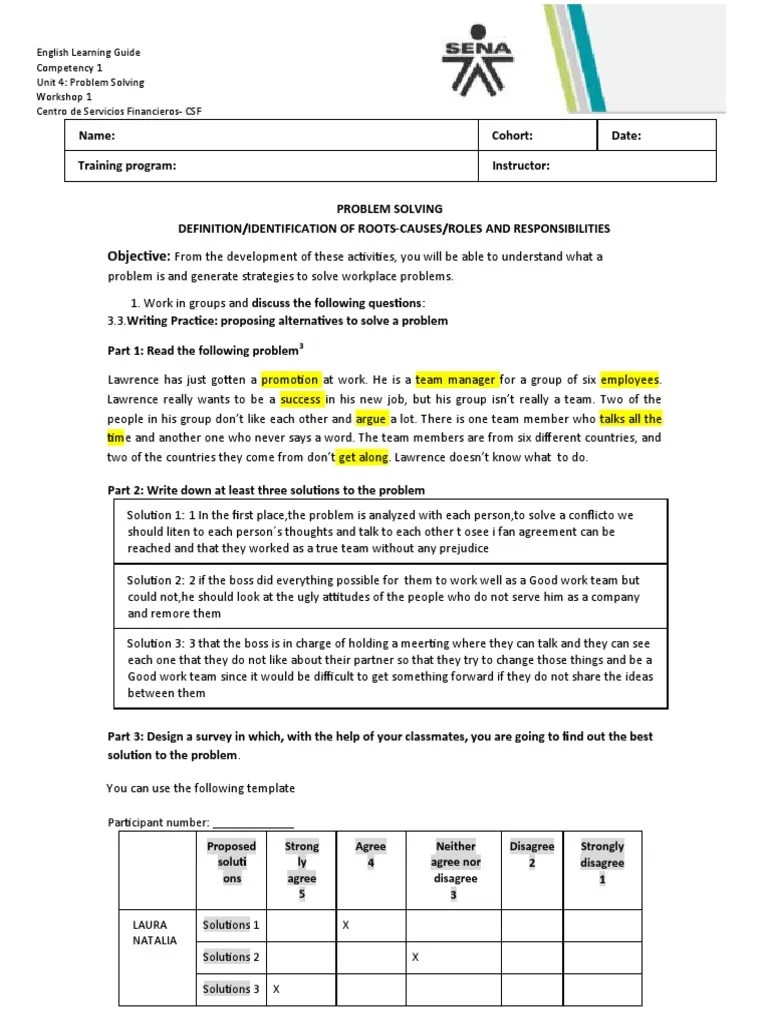 Workshop 1 - Problem Solving | PDF | Behavior Modification | Cognition