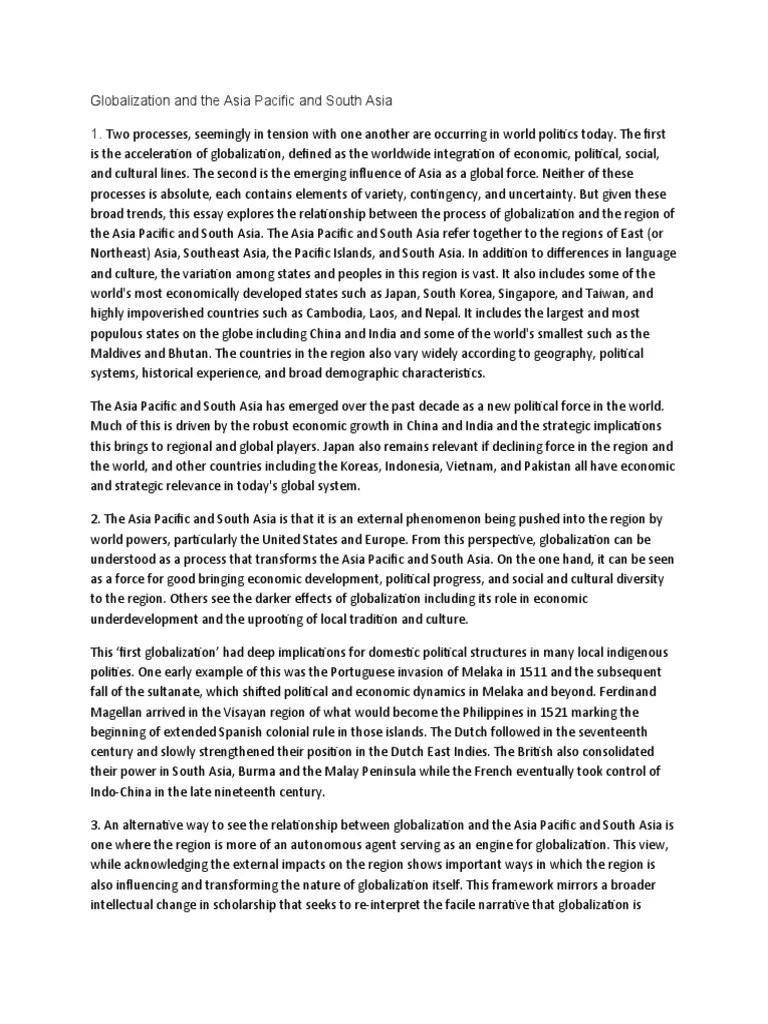 Globalization And The Asia Pacific And South Asia | PDF | Globalization ...