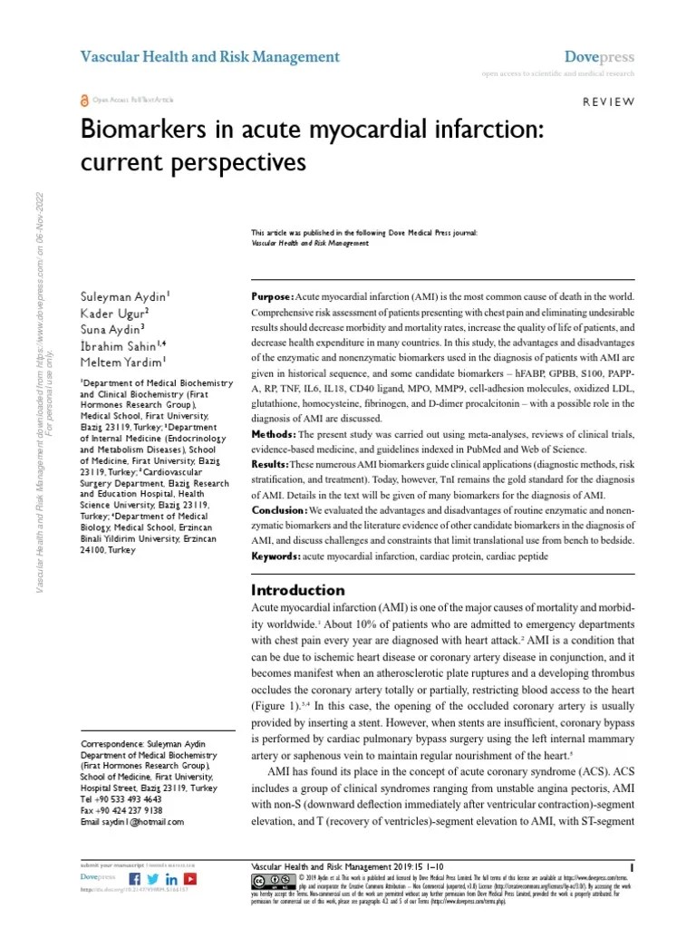 Biomarkers In Acute Myocardial Infarction - Current Perspectives | PDF | Myocardial Infarction ...