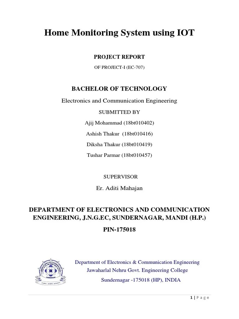 Report On Home Monitoring System Using IoT | PDF | Home Automation ...
