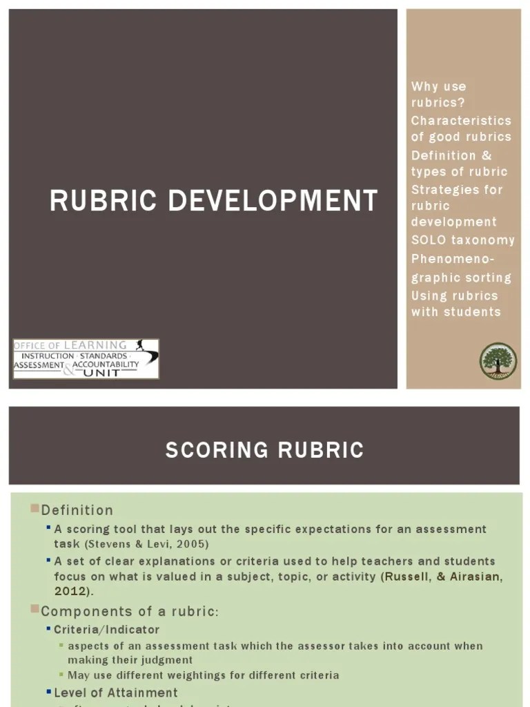 Rubric Development | PDF | Rubric (Academic) | Educational Assessment