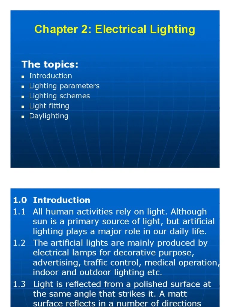 Chapter 2 Electrical Lighting | PDF | Incandescent Light Bulb | Lighting