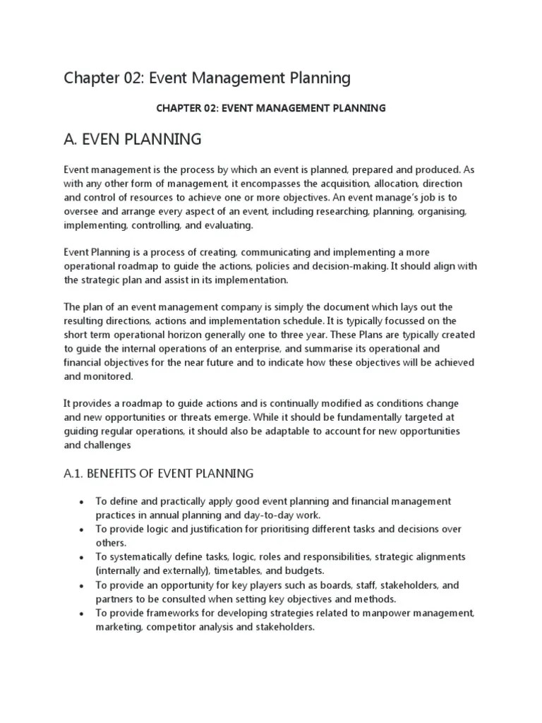 Chapter 02 Event Management Planning | PDF