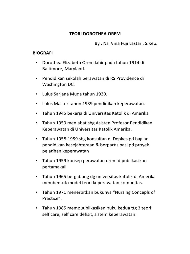 Teori Dorothea Orem | PDF