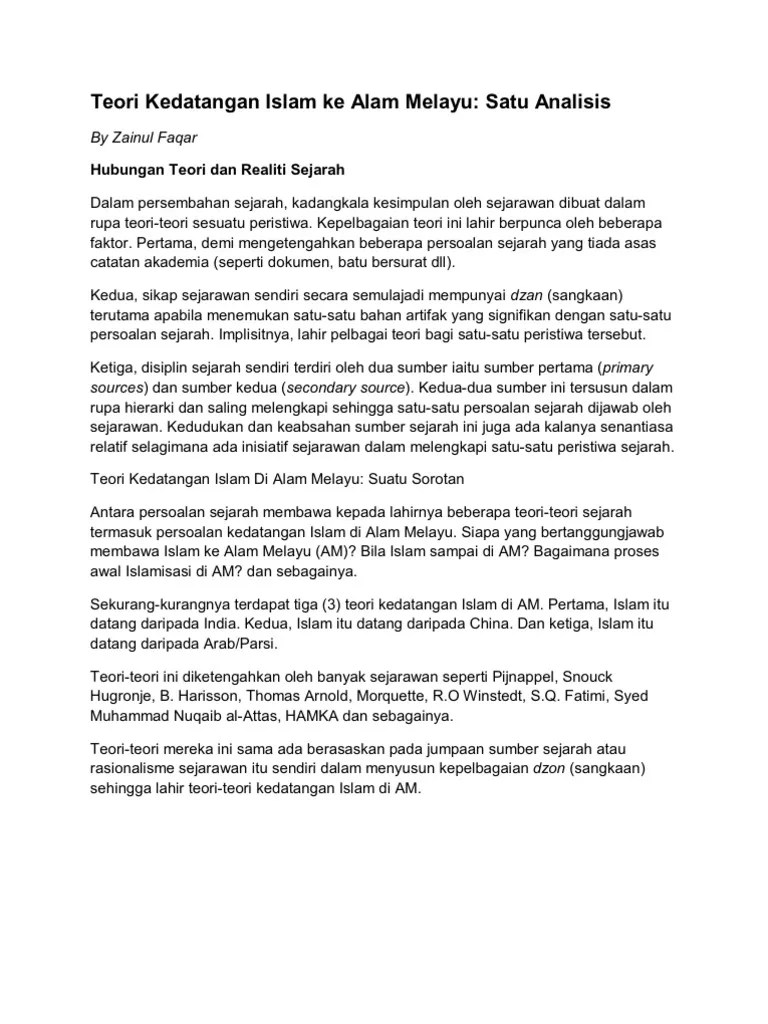 Teori Kedatangan Islam Ke Alam Melayu | PDF