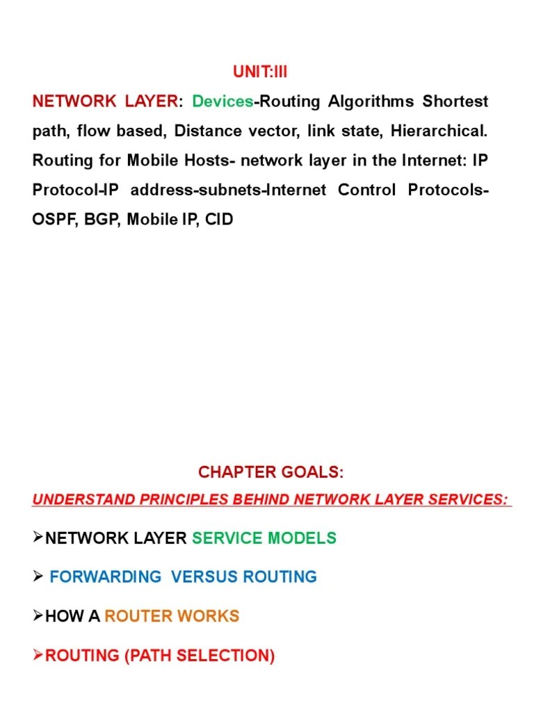 UNIT III Network Layer Device | PDF | Computer Network | Network Switch