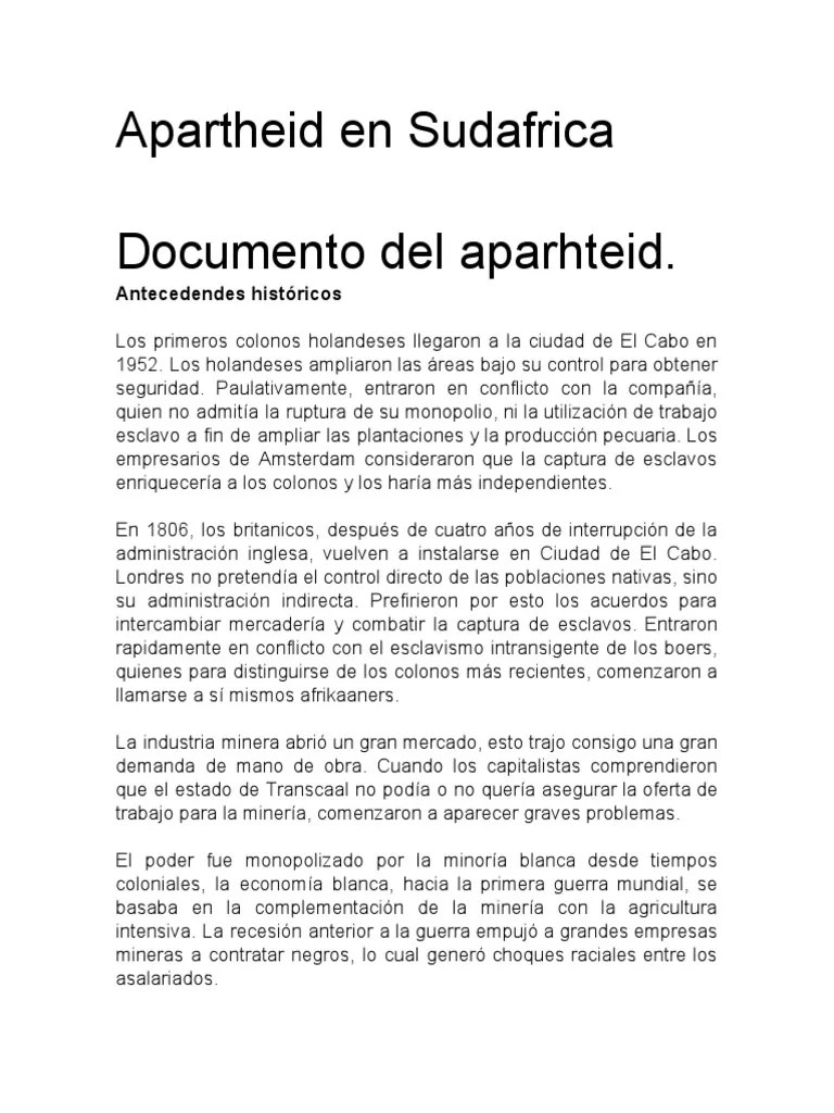 Apartheid En Sudafrica | PDF | Nelson Mandela | Segregación Racial