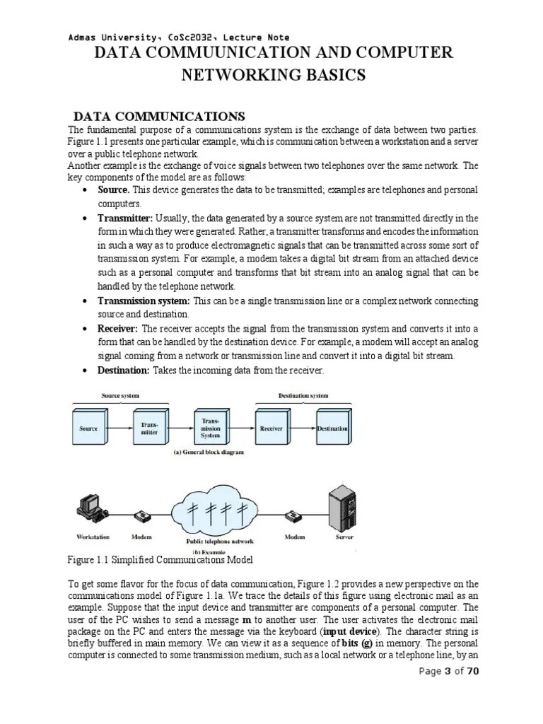 Data Comm And Comp Networking Lecture Note | PDF | Transmission Medium ...