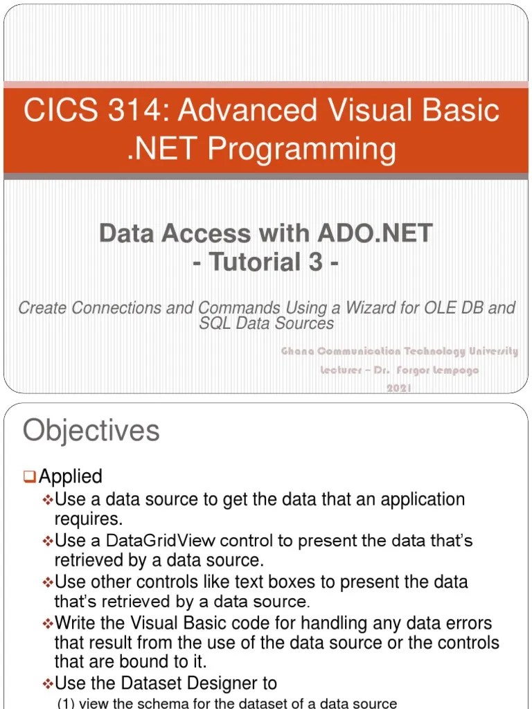 Connecting To Data Sources And Retrieving Data In Visual Basic .NET: A ...