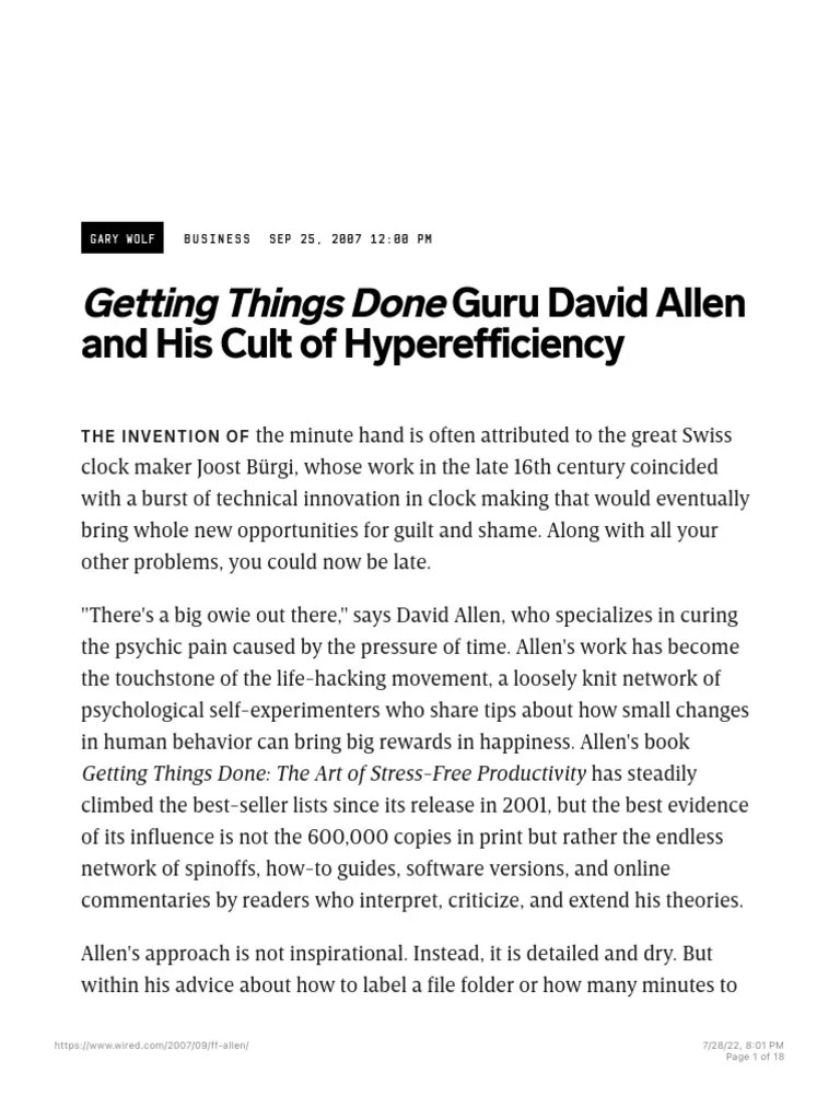 Getting Things Done Guru David Allen And His Cult Of Hyperefficiency ...