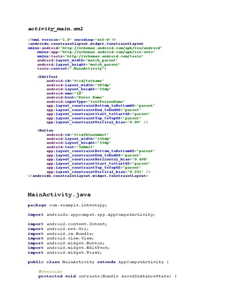Explicit Intent | PDF | Android (Operating System) | Software Companies ...