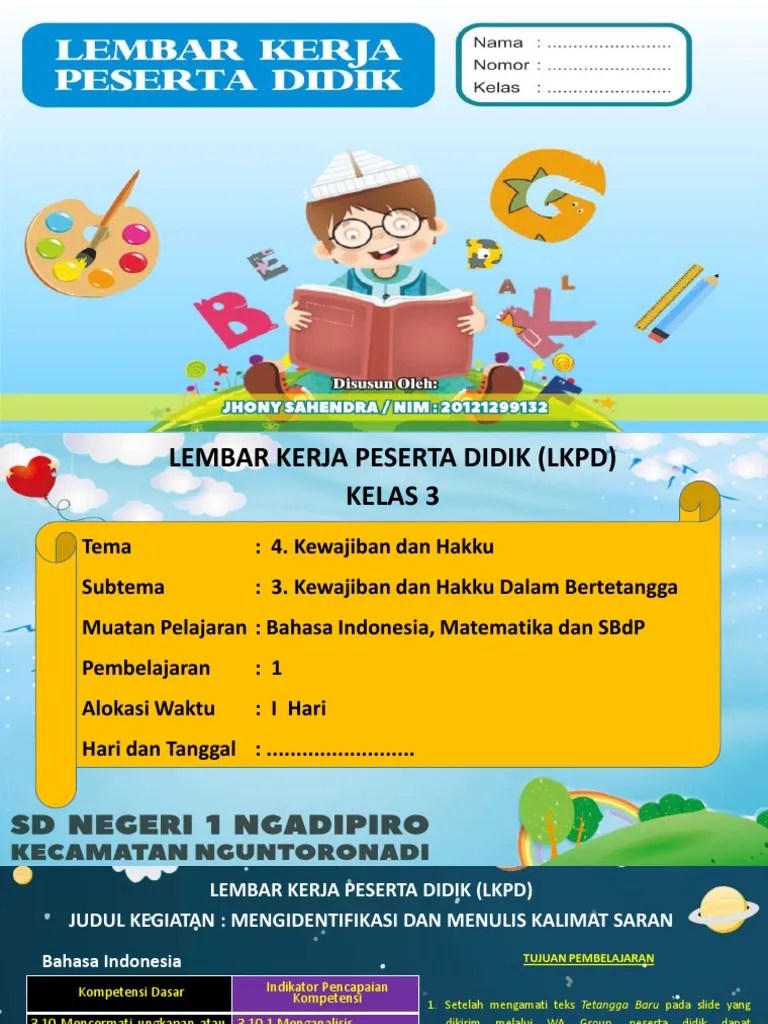 LKPD Kelas 3 Tema 4 Subtema 3 Pembelajaran 1 | PDF