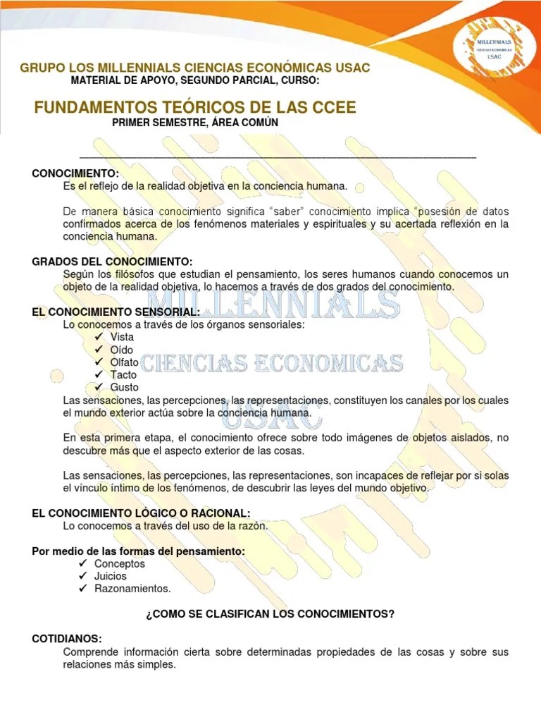 FUNDAMENTOS TEORICOS DE LAS CCEE Segundo Parcial | PDF | Conocimiento | Science