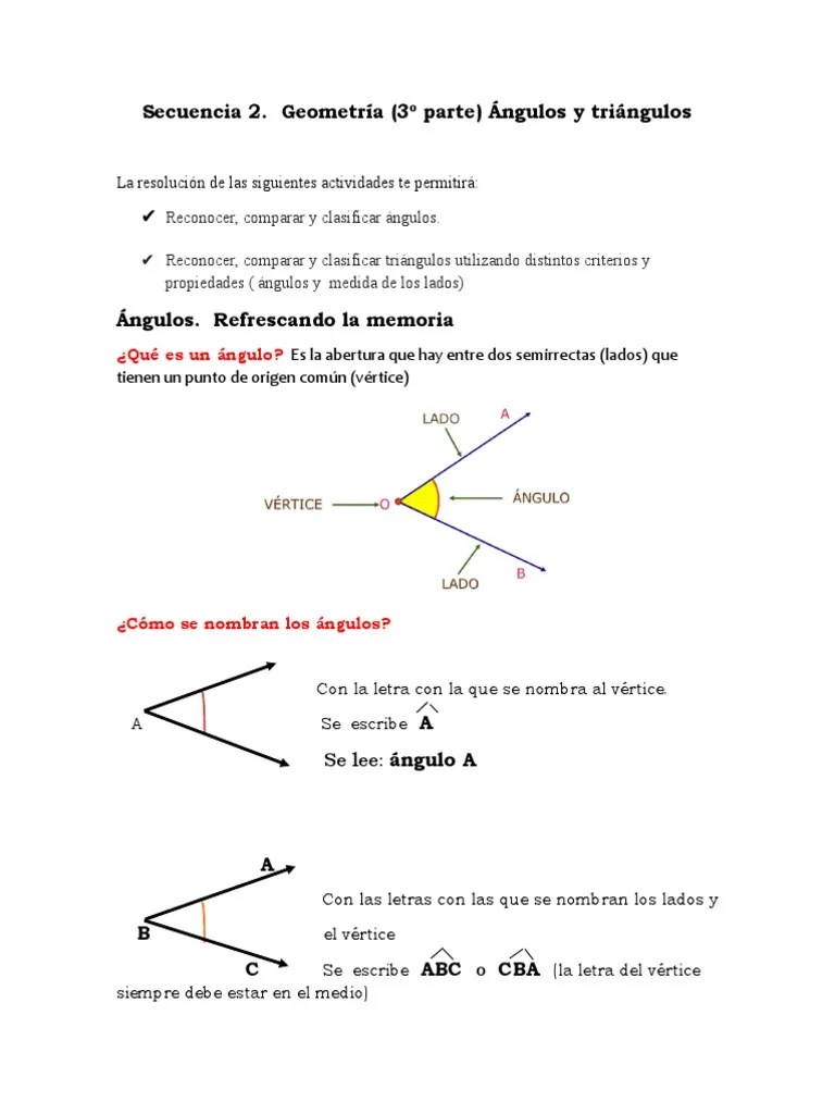 Geometria Angulos Y Triangulos | PDF | Triángulo | Vértice (Geometría)