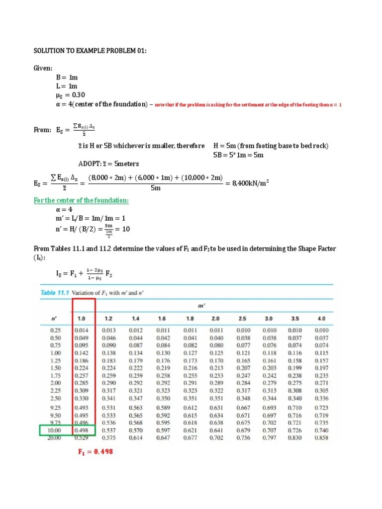 Settlement Of Shallow Foundation Solutions | PDF | Applied And Interdisciplinary Physics