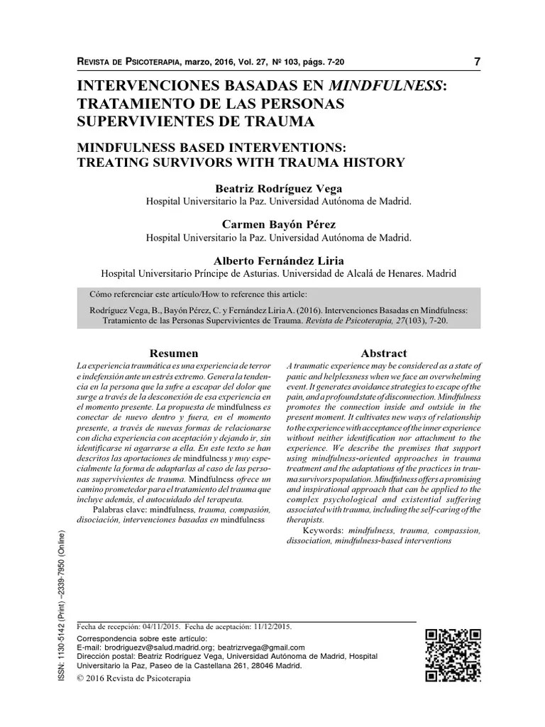 Intervenciones Basadas En Mindfulness | PDF | Las Emociones | Experiencia