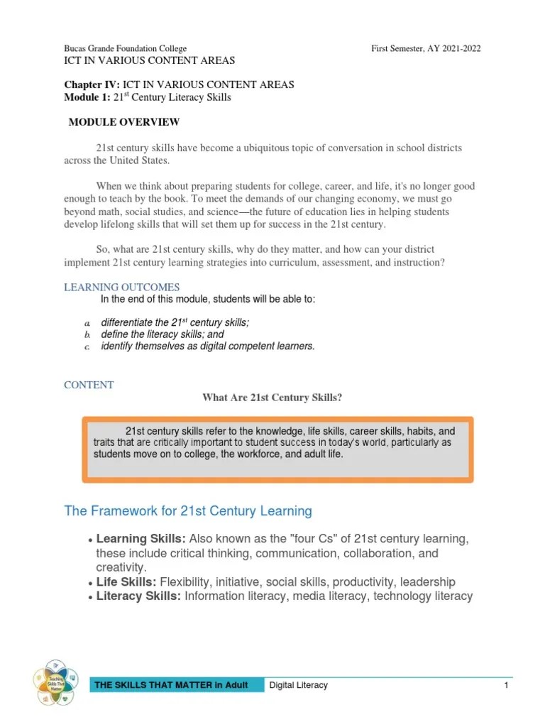 21st Century Literacy Skills | PDF | Literacy | Information Literacy