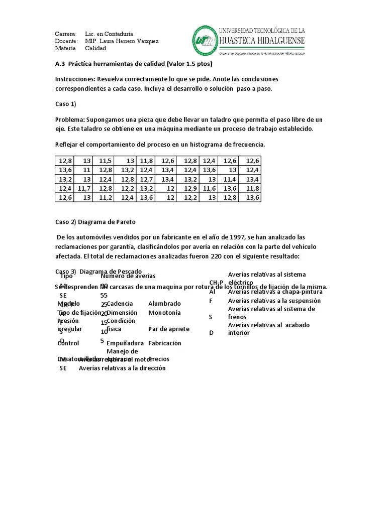 Practica Herramientas De Calidad - Parte 1 | PDF | Mecanizado | Equipo