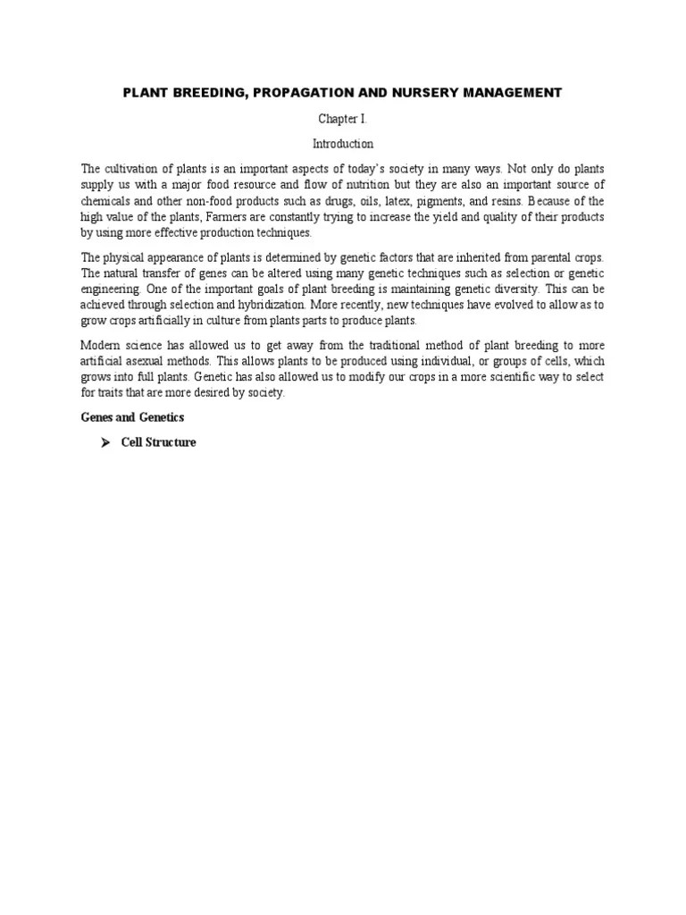Plant Breeding Propagation And Nursery Management | PDF