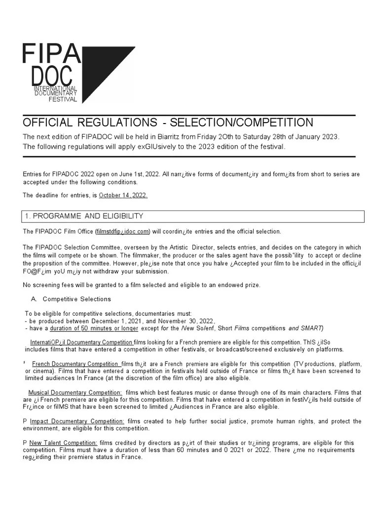 Fipadoc 2023 Regulations 250522 | PDF