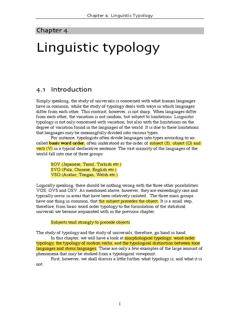 CL Linguistic Typology | Download Free PDF | Linguistic Typology ...