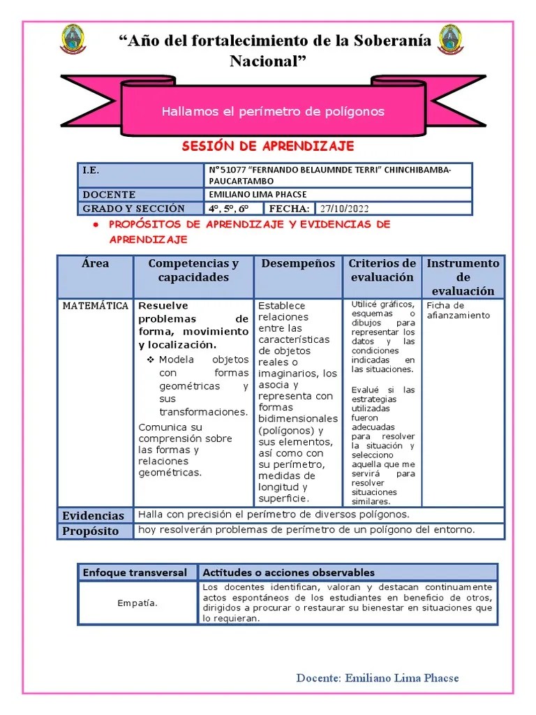 Sesion De Aprendizaj8 | PDF | Evaluación | Aprendizaje