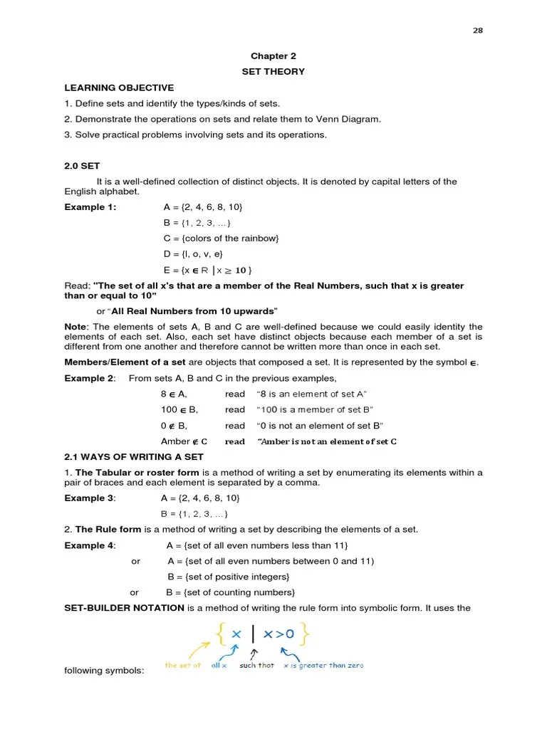 MMW Chapter 2 - Sets | PDF | Set (Mathematics) | Numbers