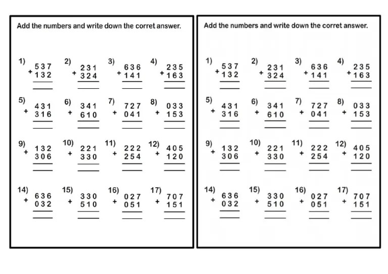 Add 3 Digit Without Regrouping 2 | PDF
