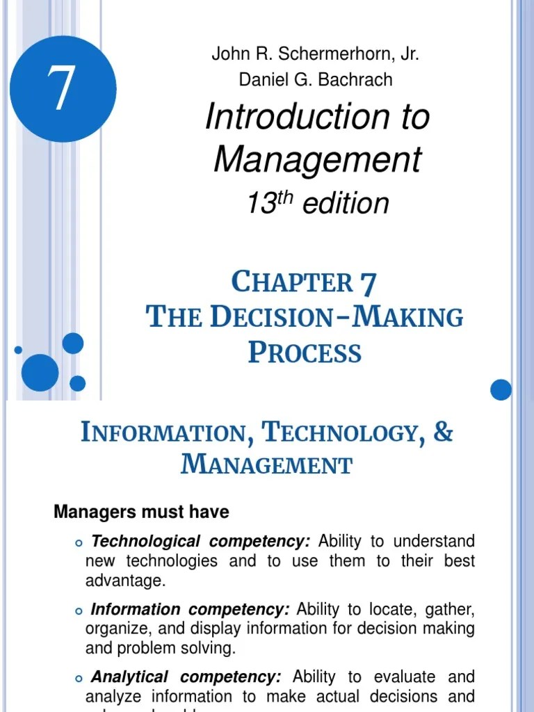 Chapter 7 Essentials Of Management | PDF | Decision Making | Thought