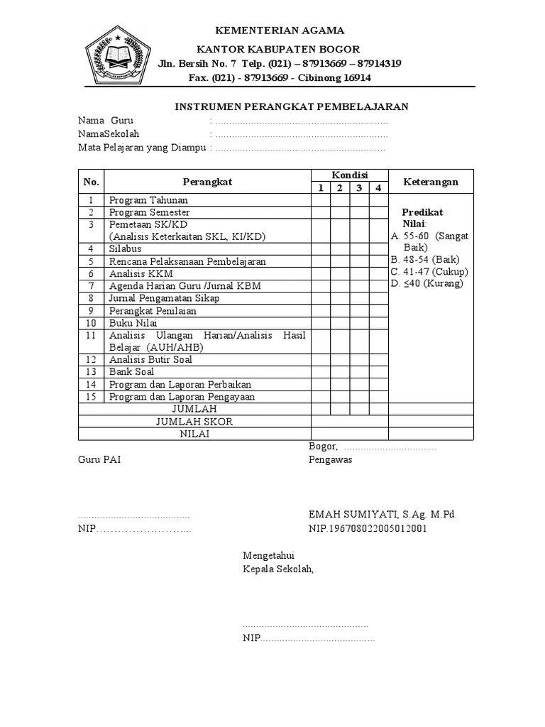 Instrumen Monitoring Gpai Semester 1 Tahun Pelajaran 2022 - 2023 | PDF
