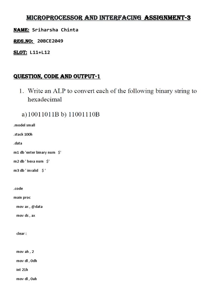 Microprocessor And Interfacing Assignment-3 | PDF | Computer Architecture
