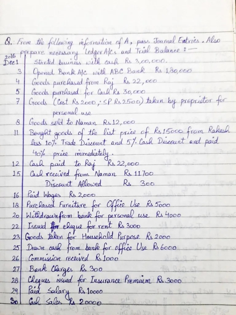 Journal Ledger & Trial Balance - Practical Problems | PDF