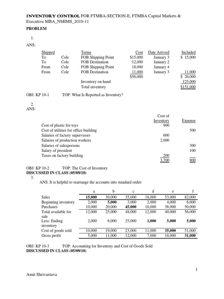 Lifo Fifo Exercise - Solution | PDF | Cost Of Goods Sold | Inventory ...