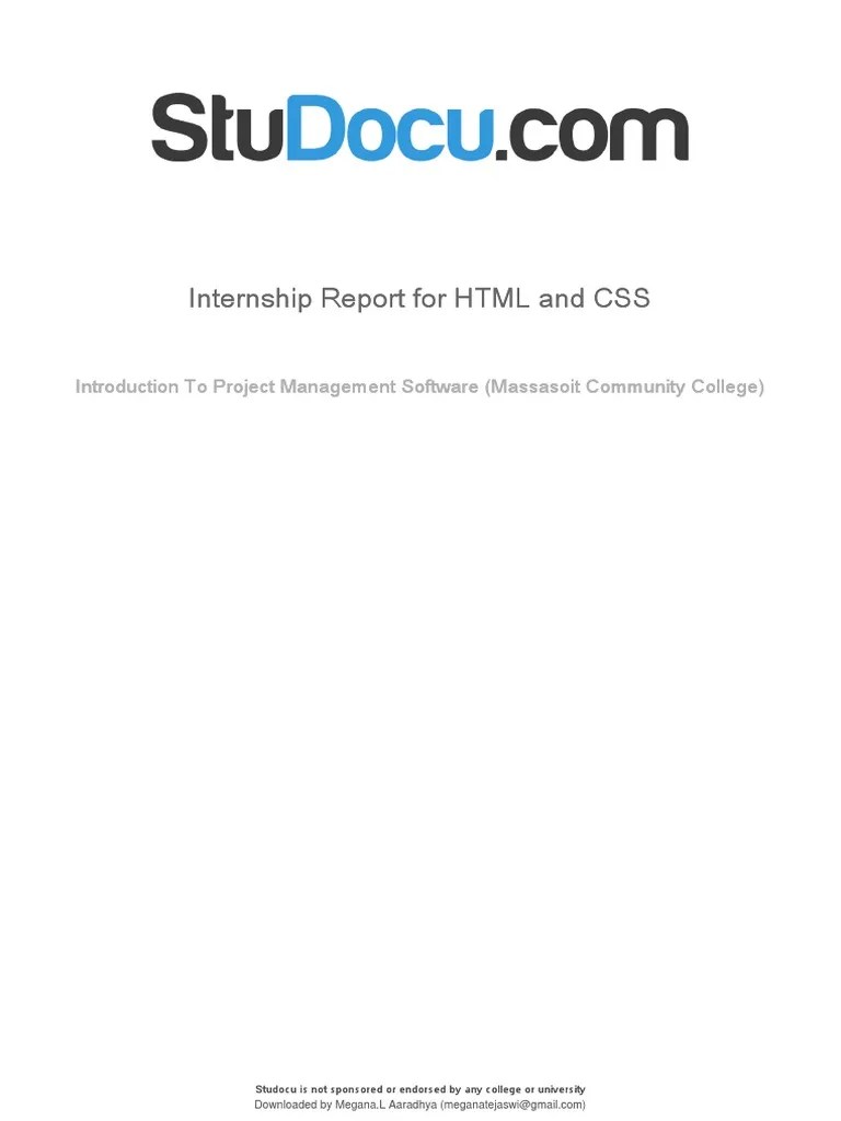 Internship Report For HTML And Css | PDF | World Wide Web | Internet & Web