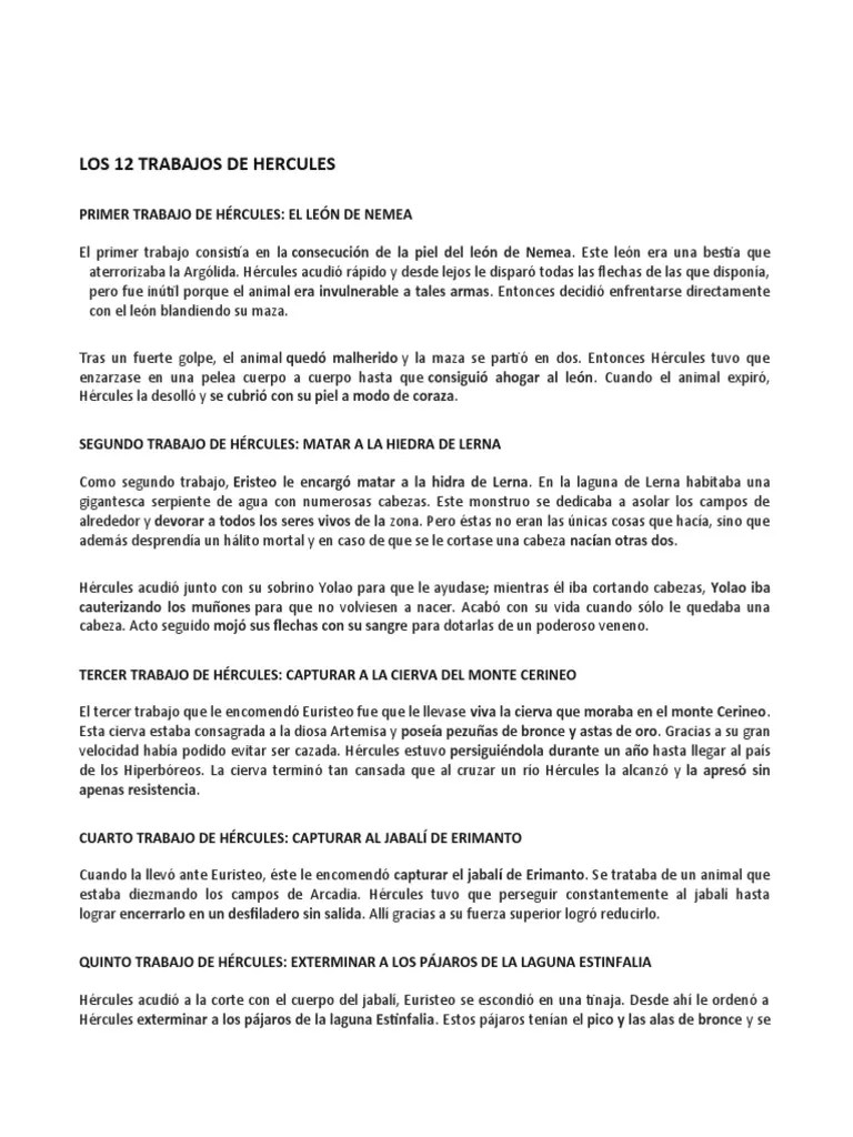 Los 12 Trabajos De Hercules | PDF | Religión Griega Antigua | Argonautas