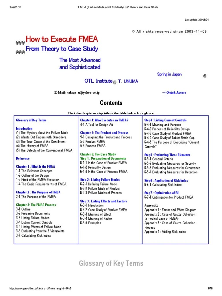 An Analysis Of Failure Modes And Their Effects Through A Case Study Of ...