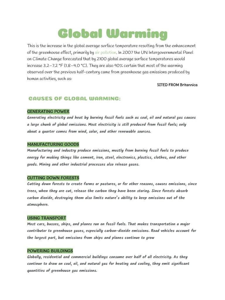 Global Warming | PDF | Climate Change | Greenhouse Gas