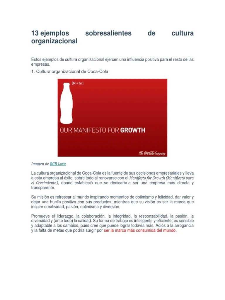 Cultura Organizacional De 13 Empresas | PDF | Business | Cultura ...