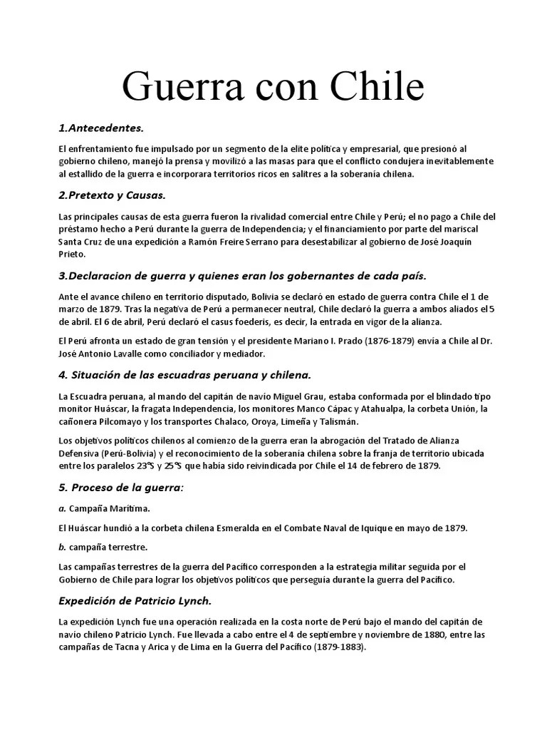 Guerra Con Chile | PDF | América Del Sur | Guerra