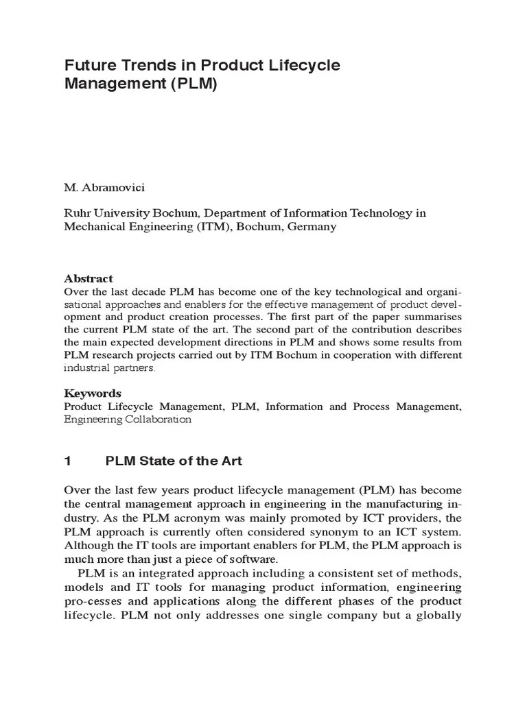 Future Trends In Product Lifecycle Management PLM | PDF | Product ...